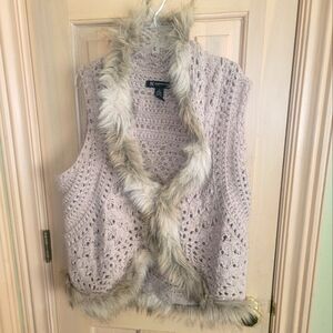 Womens Plus Sz 1X International Concepts INC Faux Fur Tan Vest Outdoorsy